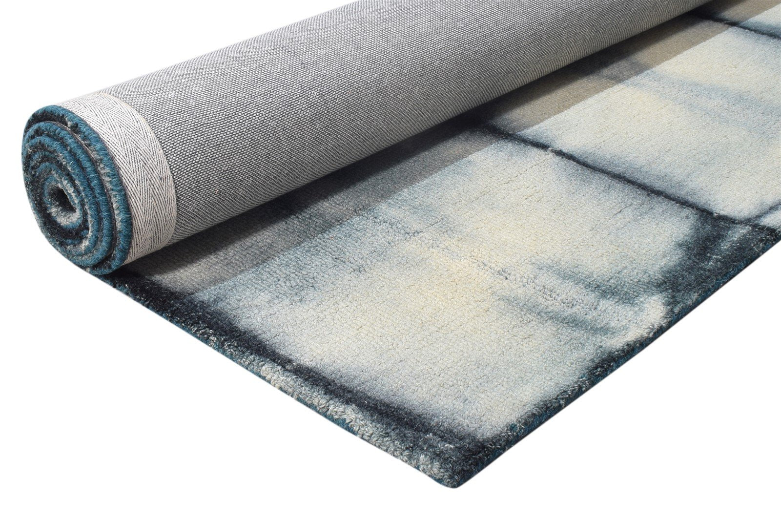 5' X 8' Rug Wool Grey Modern Hand Tufted Shibori Tie Dye Room Size Carpet 7865172361365