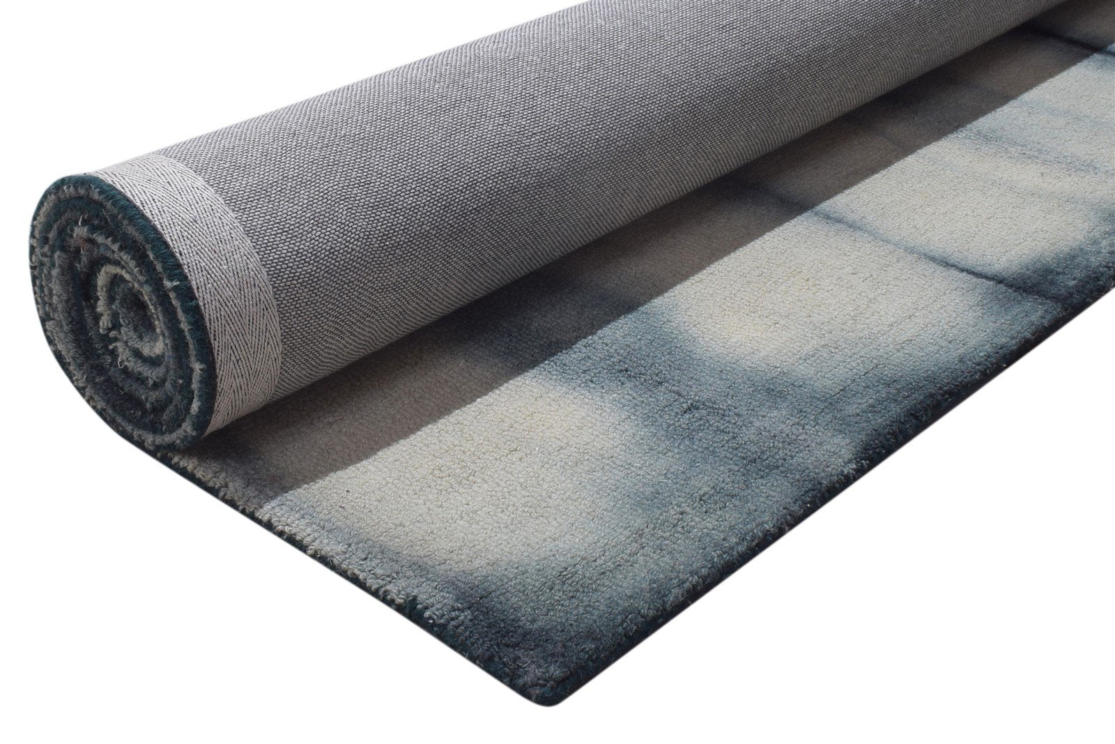 5' X 8' Rug Wool Grey Modern Hand Tufted Shibori Tie Dye Room Size Carpet 7865173639317