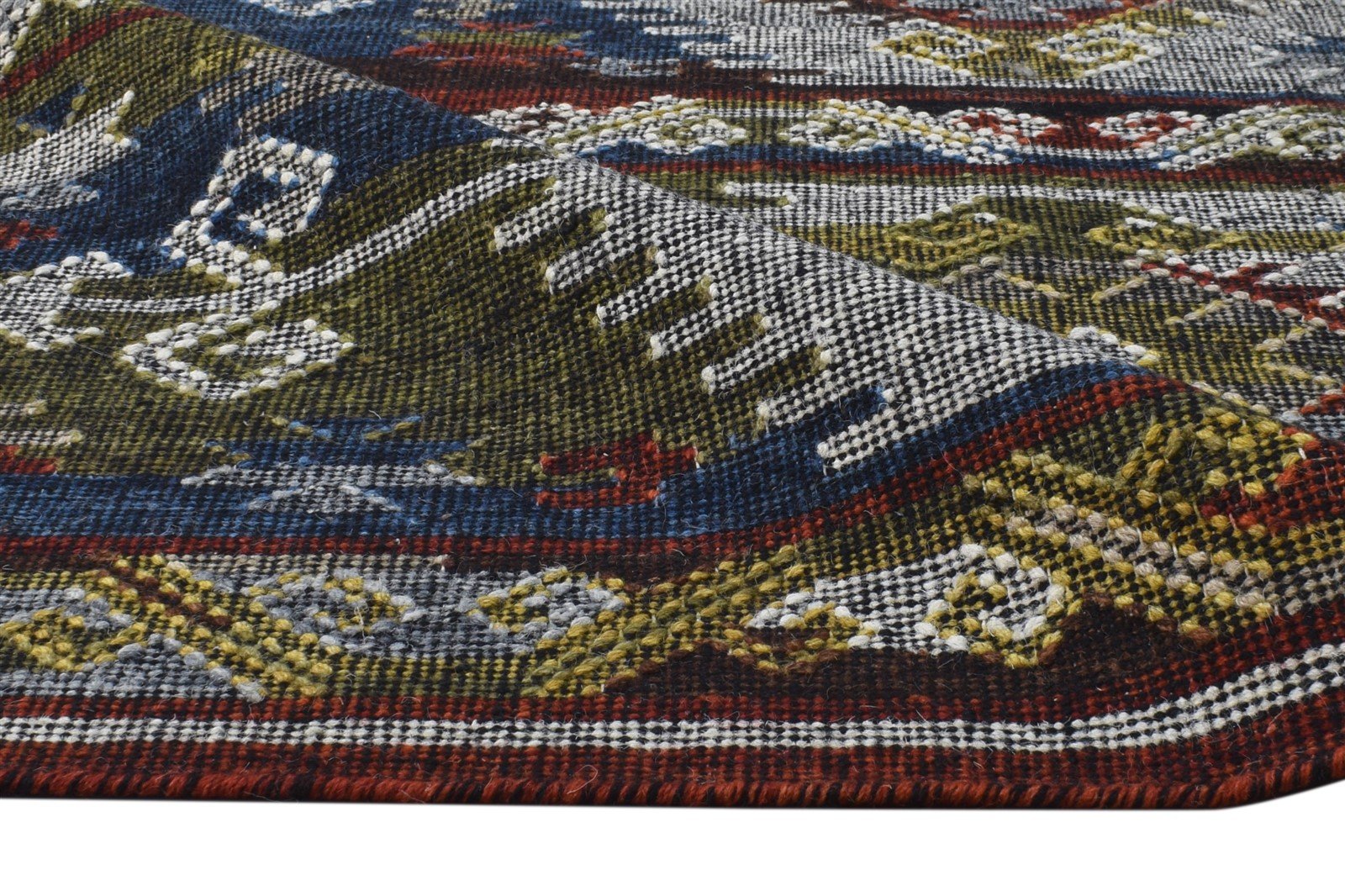 5' X 8' Rug Wool Grey Persien Dhurrie Southwestern Tribal Room Size Carpet 7865191891093