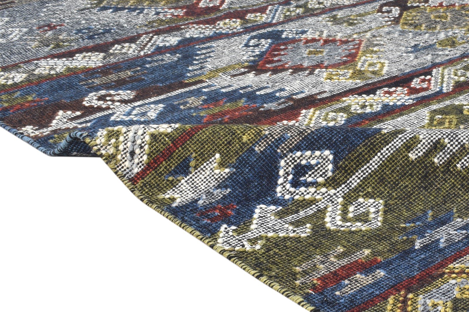 5' X 8' Rug Wool Grey Persien Dhurrie Southwestern Tribal Room Size Carpet 7865191891093