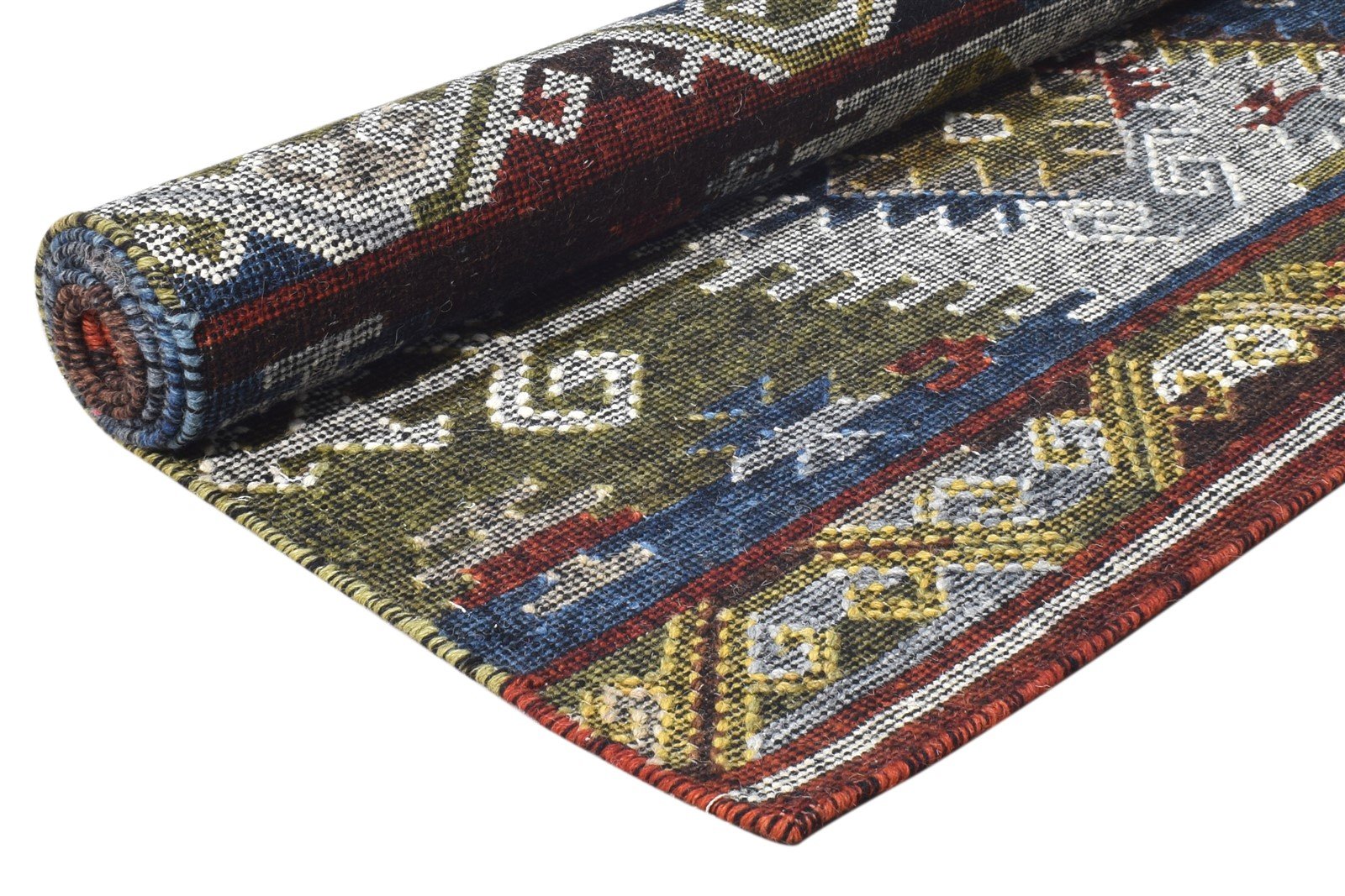 5' X 8' Rug Wool Grey Persien Dhurrie Southwestern Tribal Room Size Carpet 7865191891093