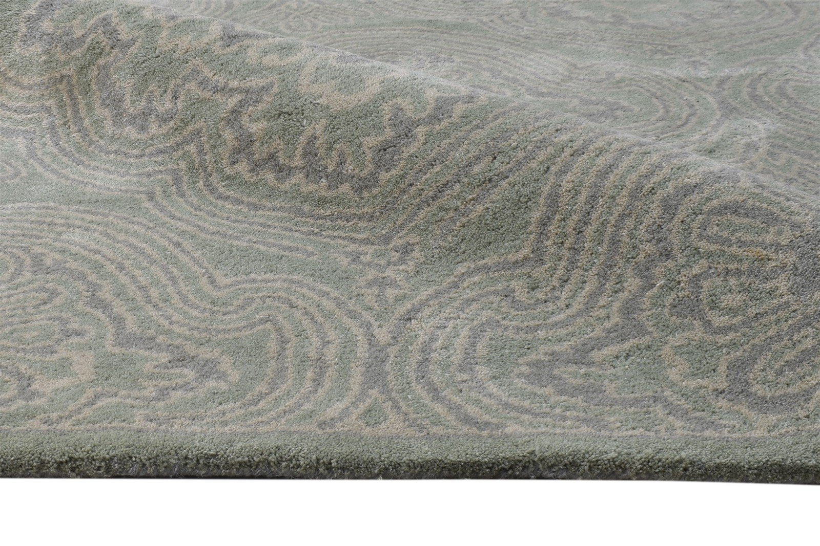 5' X 8' Rug Wool Grey Transitional Hand Tufted European Damask Room Size Carpet 7865177637013