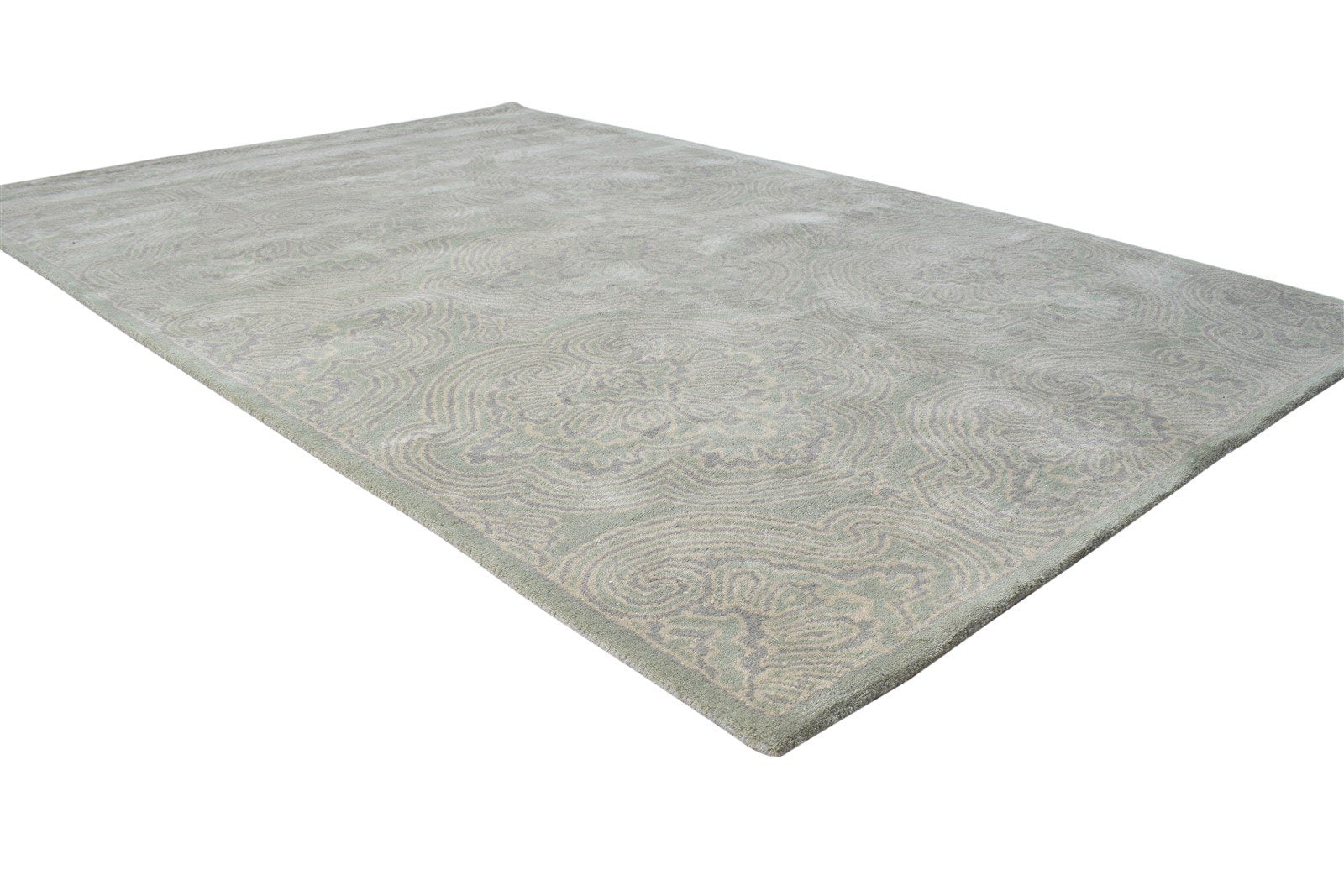 5' X 8' Rug Wool Grey Transitional Hand Tufted European Damask Room Size Carpet 7865177637013