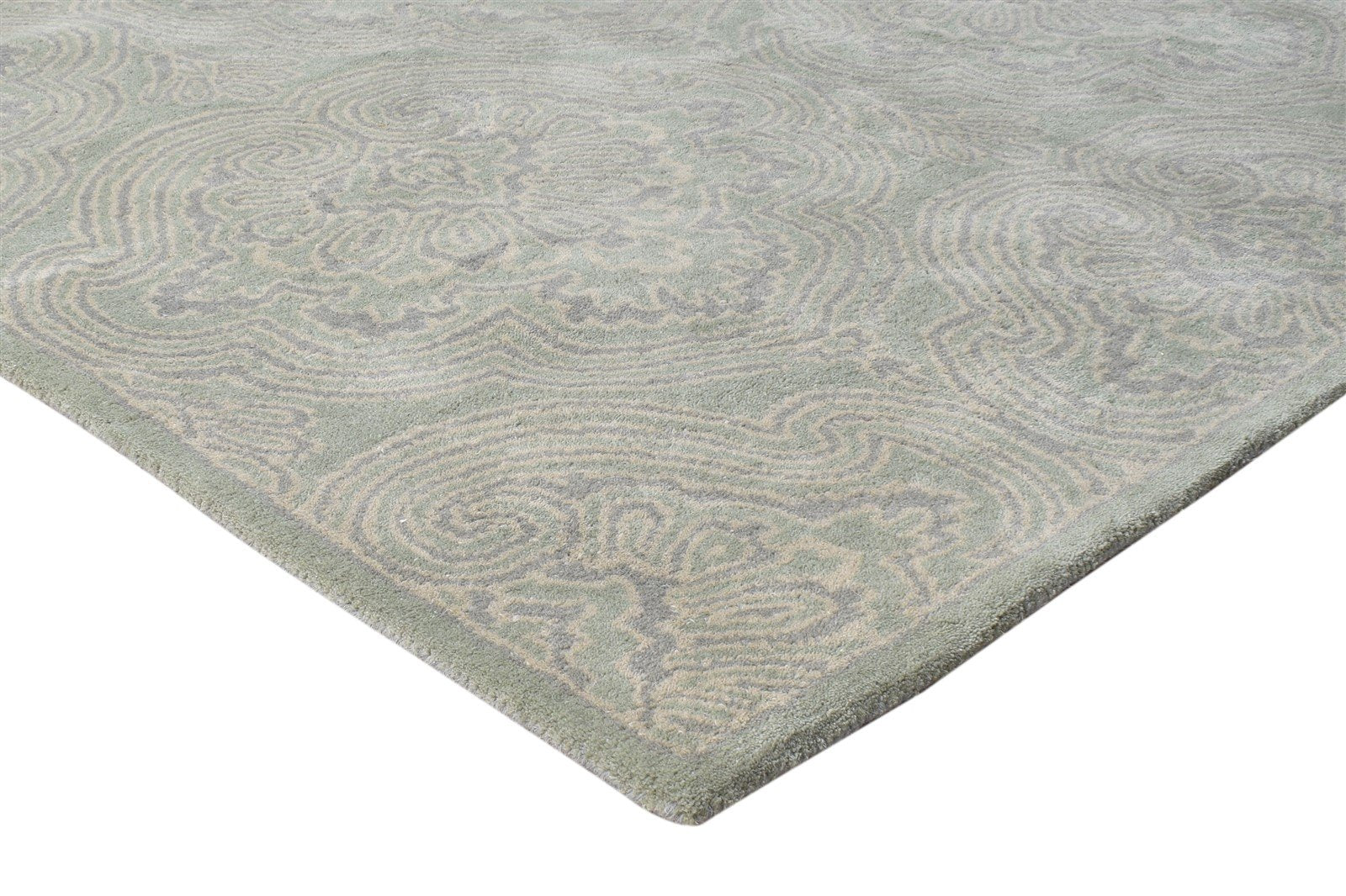 5' X 8' Rug Wool Grey Transitional Hand Tufted European Damask Room Size Carpet 7865177637013