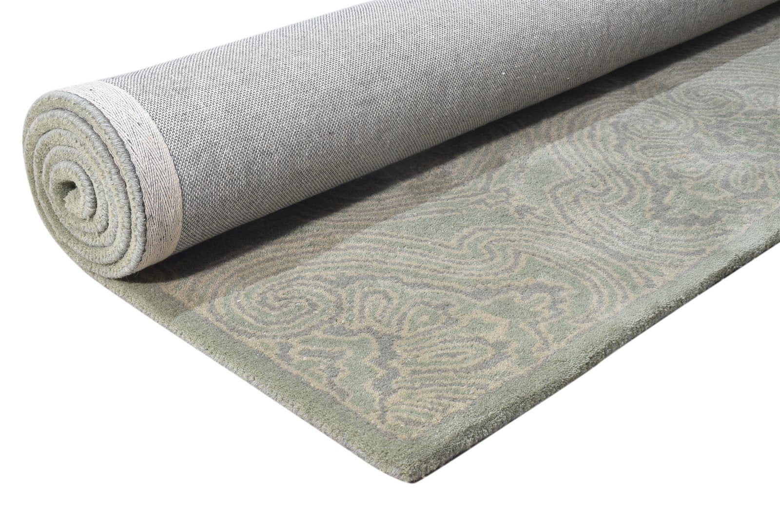 5' X 8' Rug Wool Grey Transitional Hand Tufted European Damask Room Size Carpet 7865177637013