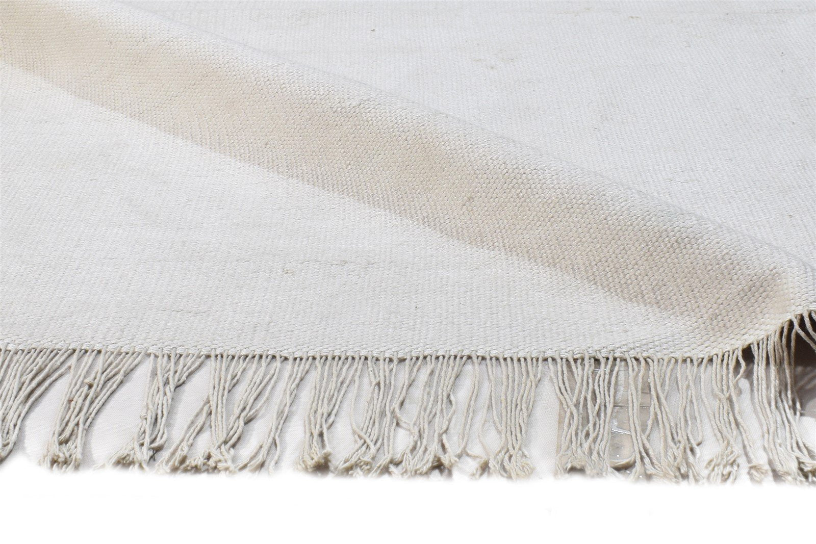 5' X 8' Rug Wool Ivory Modern Dhurrie Scandinavian Solid Room Size Carpet 7865143001237