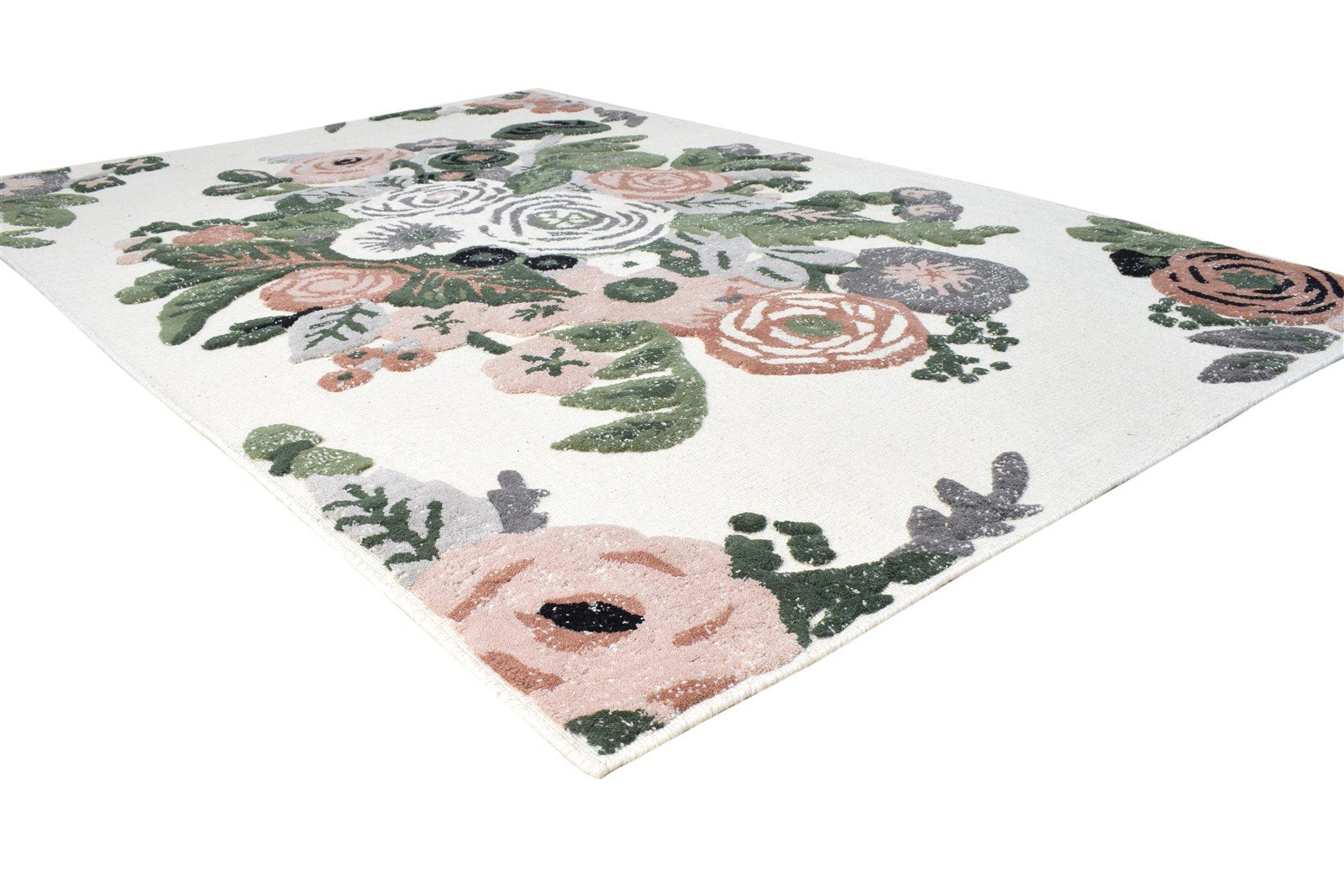 5' X 8' Rug Wool Ivory Modern Hand Tufted French Floral Room Size Carpet 7864998166677