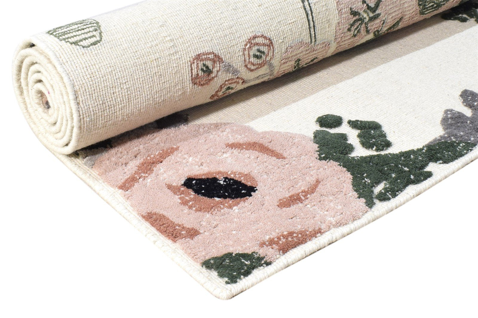 5' X 8' Rug Wool Ivory Modern Hand Tufted French Floral Room Size Carpet 7864998166677