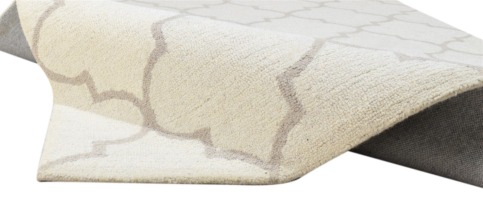 5' X 8' Rug Wool Ivory Modern Hand Tufted Moroccan Trellis Room Size Carpet 7860684325013