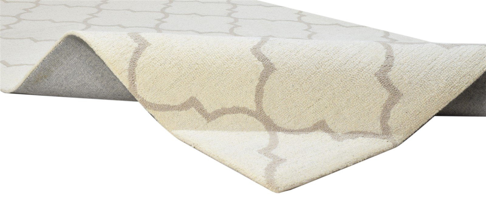 5' X 8' Rug Wool Ivory Modern Hand Tufted Moroccan Trellis Room Size Carpet 7860684325013