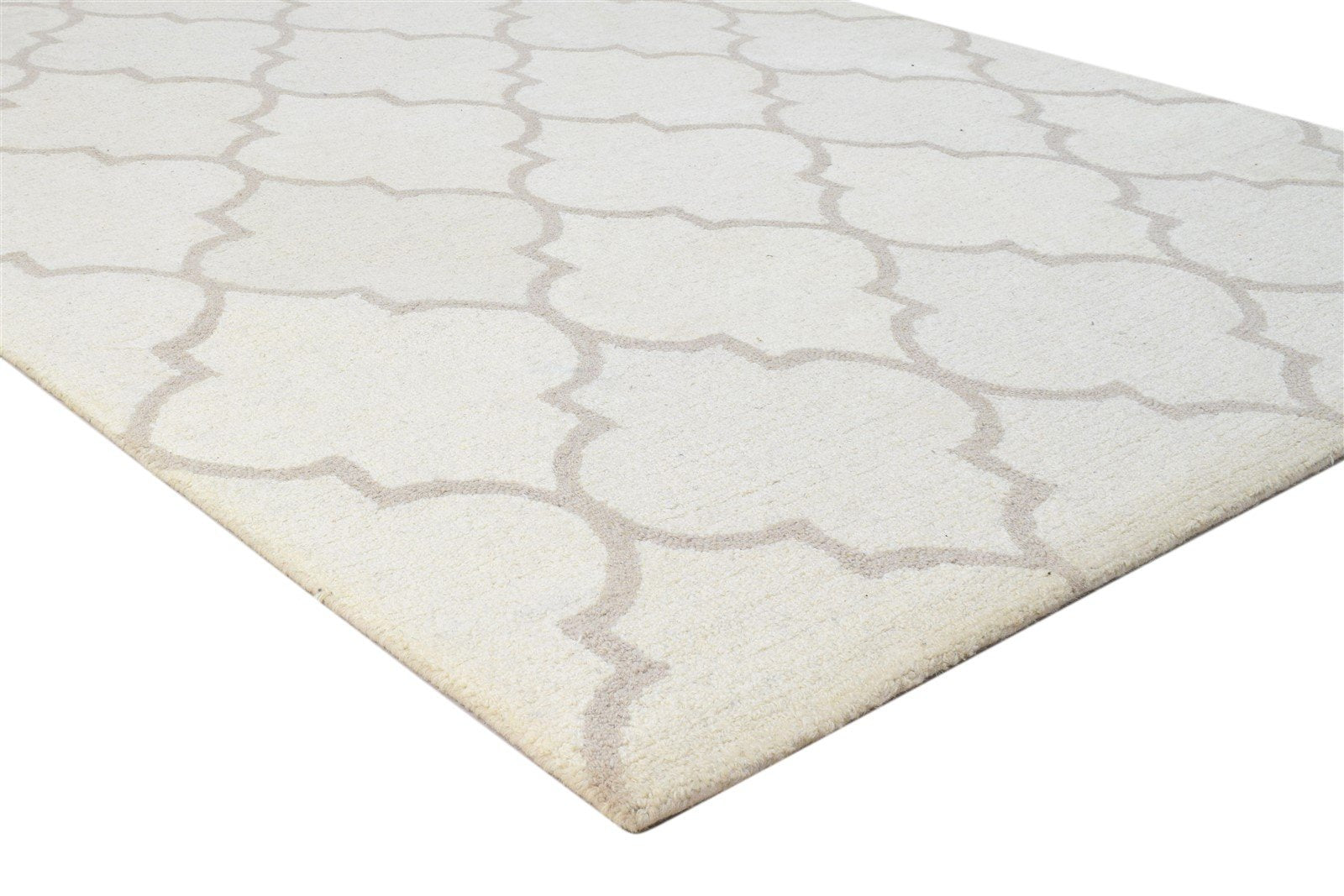 5' X 8' Rug Wool Ivory Modern Hand Tufted Moroccan Trellis Room Size Carpet 7860684325013