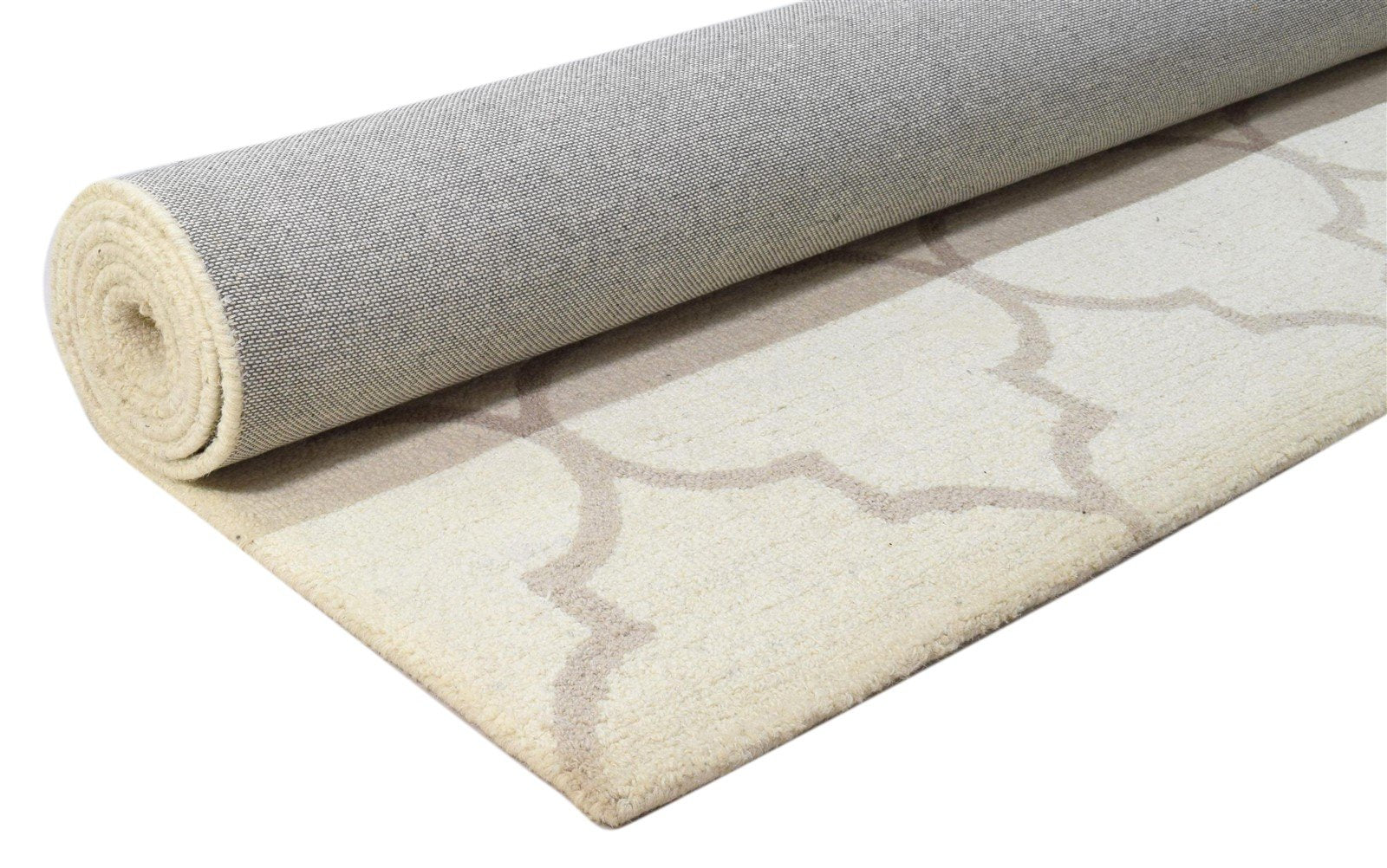 5' X 8' Rug Wool Ivory Modern Hand Tufted Moroccan Trellis Room Size Carpet 7860684325013