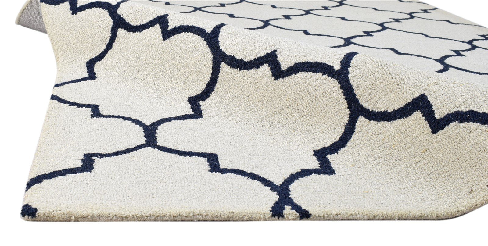 5' X 8' Rug Wool Ivory Modern Hand Tufted Moroccan Trellis Room Size Carpet 7860686192789