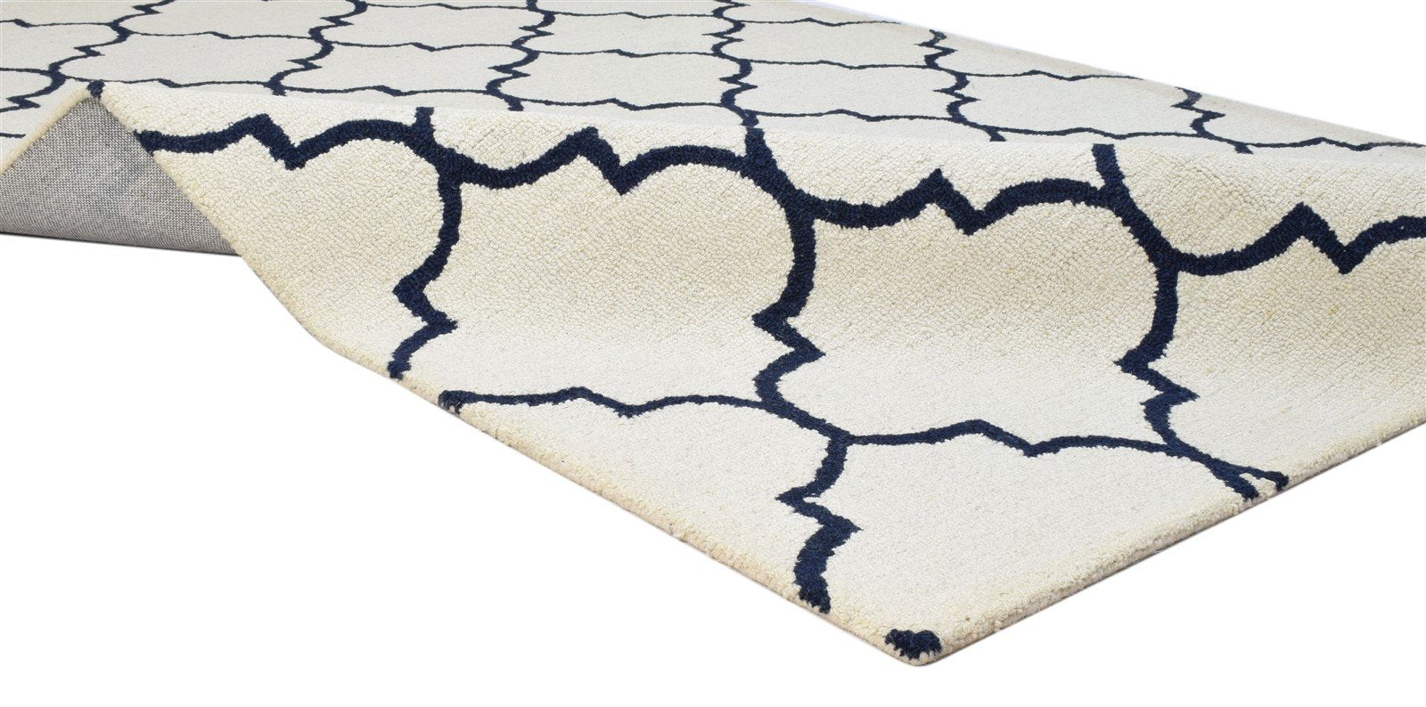 5' X 8' Rug Wool Ivory Modern Hand Tufted Moroccan Trellis Room Size Carpet 7860686192789
