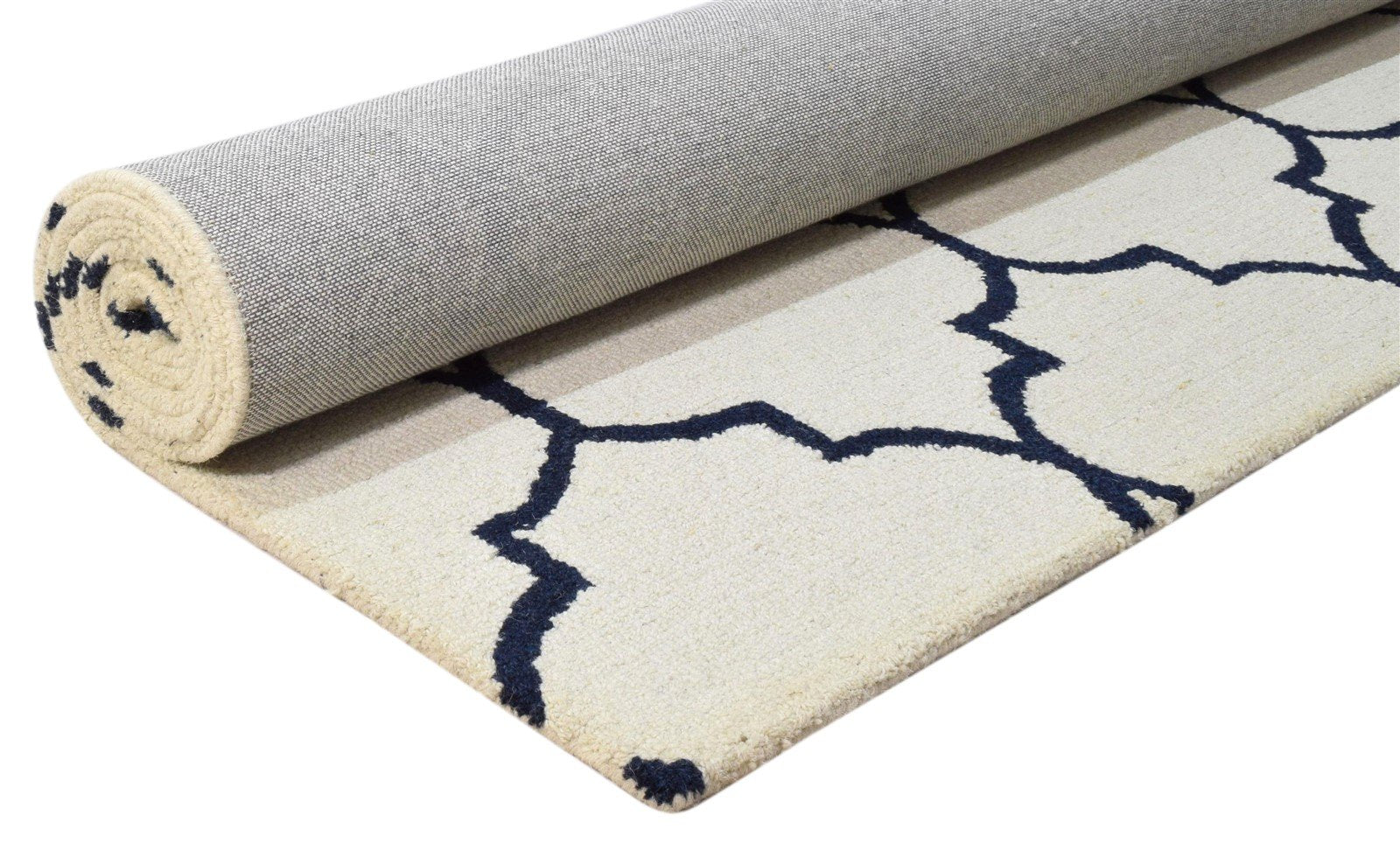 5' X 8' Rug Wool Ivory Modern Hand Tufted Moroccan Trellis Room Size Carpet 7860686192789