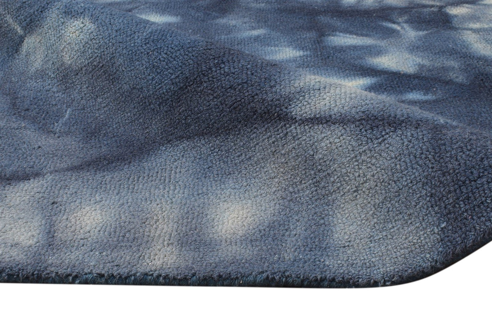 5' X 8' Rug Wool Navy Blue Modern Hand Tufted Shibori Tie Dye Room Size Carpet 7865198936213