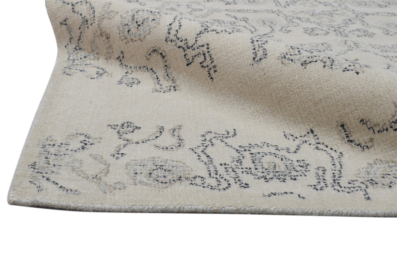 5' X 8' Rug Wool Oatmeal Erased Hand Tufted Oushak Floral Room Size Carpet 7864094883989