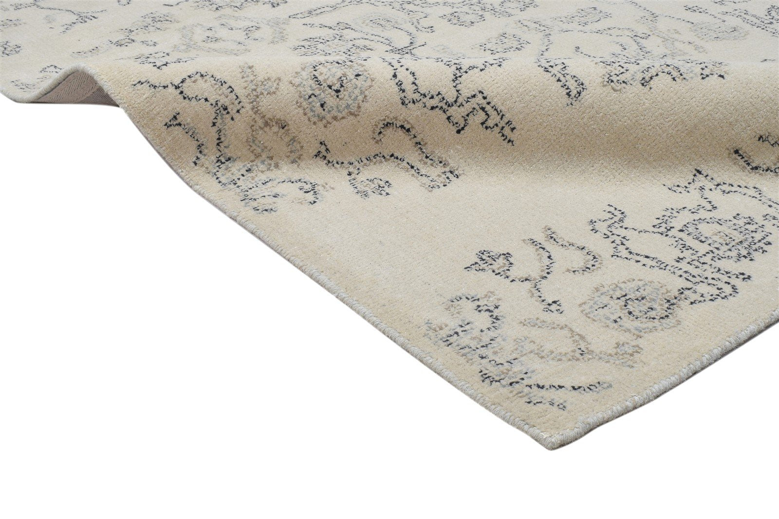 5' X 8' Rug Wool Oatmeal Erased Hand Tufted Oushak Floral Room Size Carpet 7864094883989