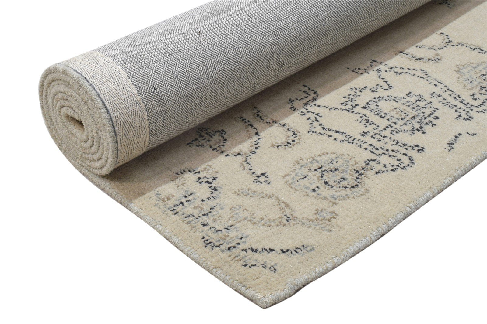 5' X 8' Rug Wool Oatmeal Erased Hand Tufted Oushak Floral Room Size Carpet 7864094883989