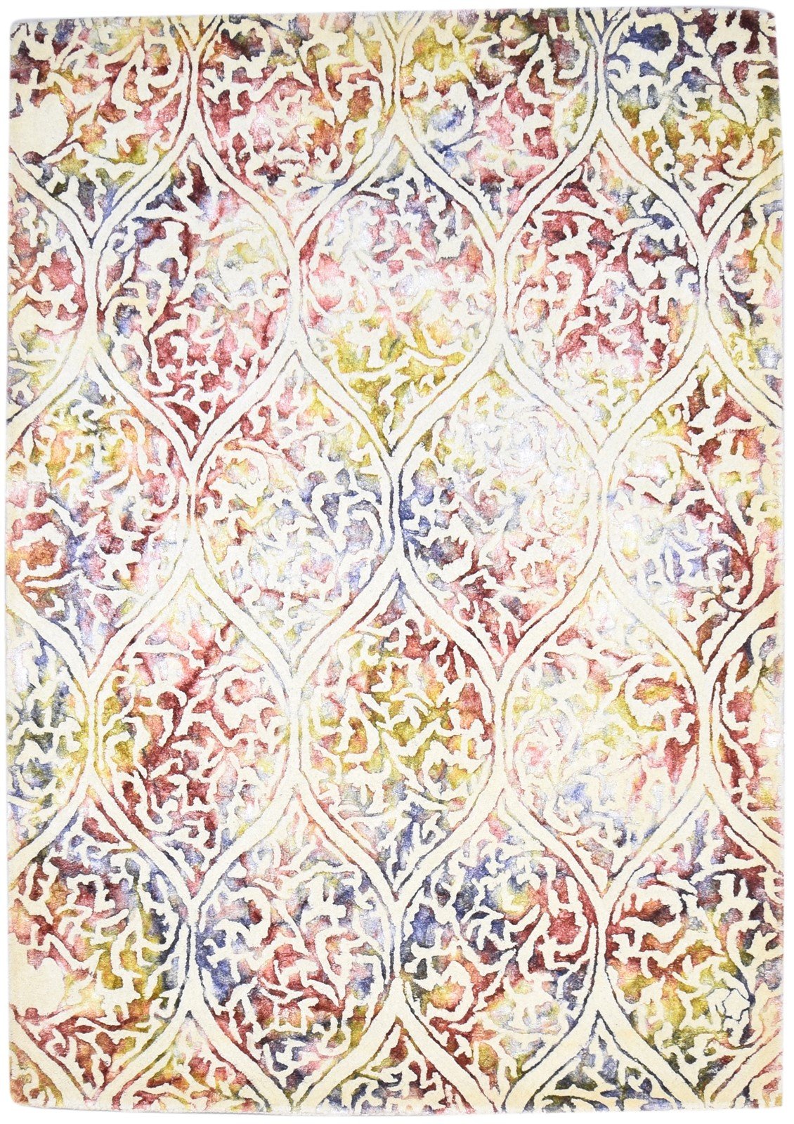 5' X 8' Rug Wool Off-White Modern Hand Tufted European Damask Room Size Carpet 7865054462101
