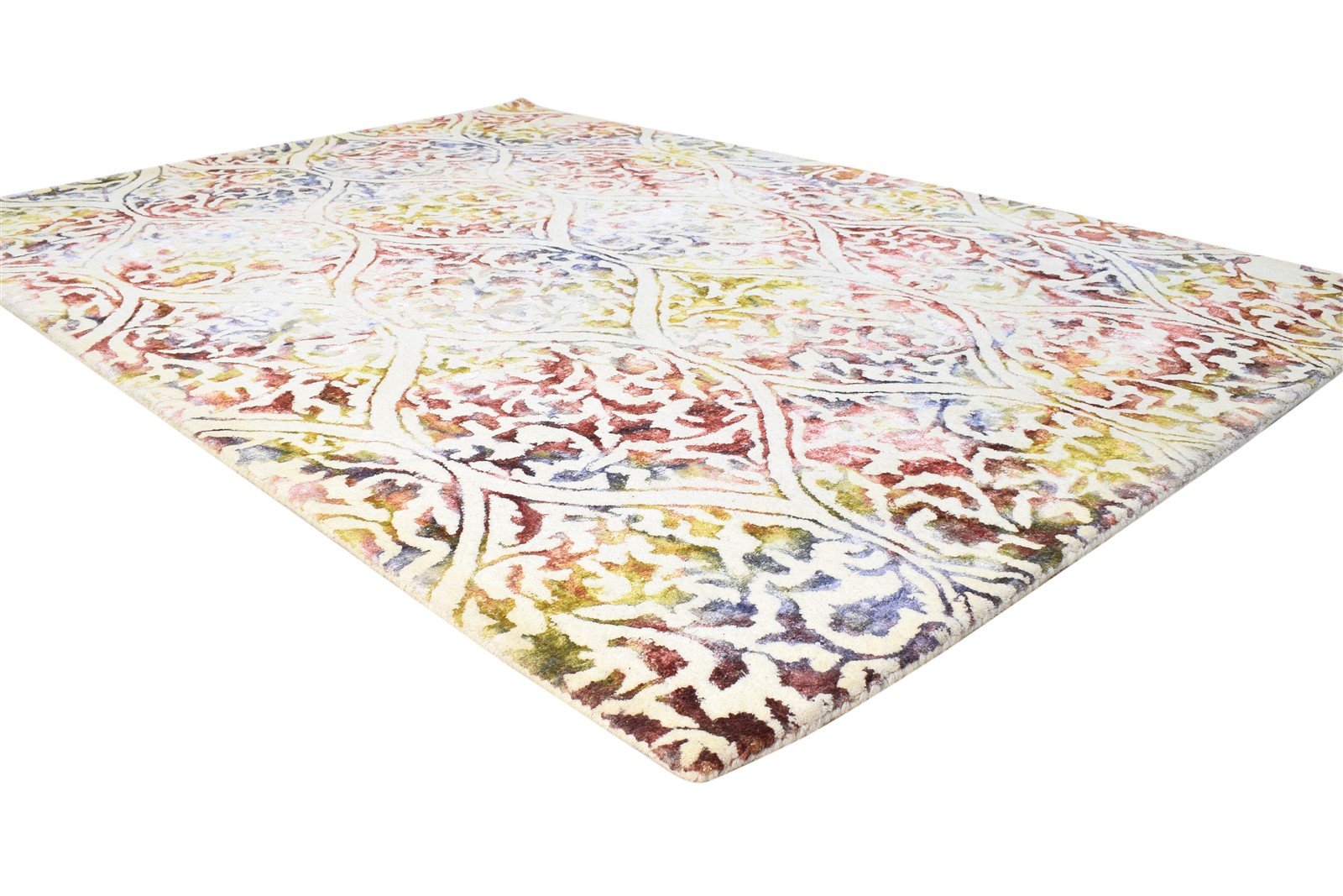 5' X 8' Rug Wool Off-White Modern Hand Tufted European Damask Room Size Carpet 7865054462101