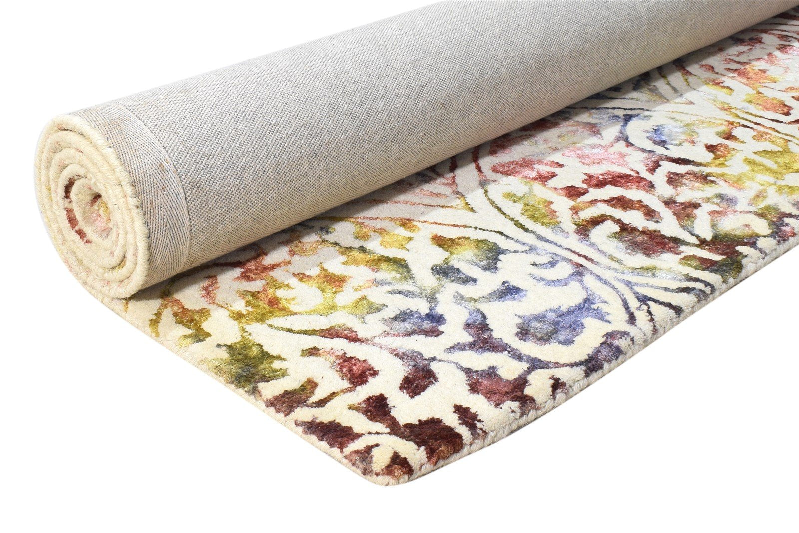 5' X 8' Rug Wool Off-White Modern Hand Tufted European Damask Room Size Carpet 7865054462101
