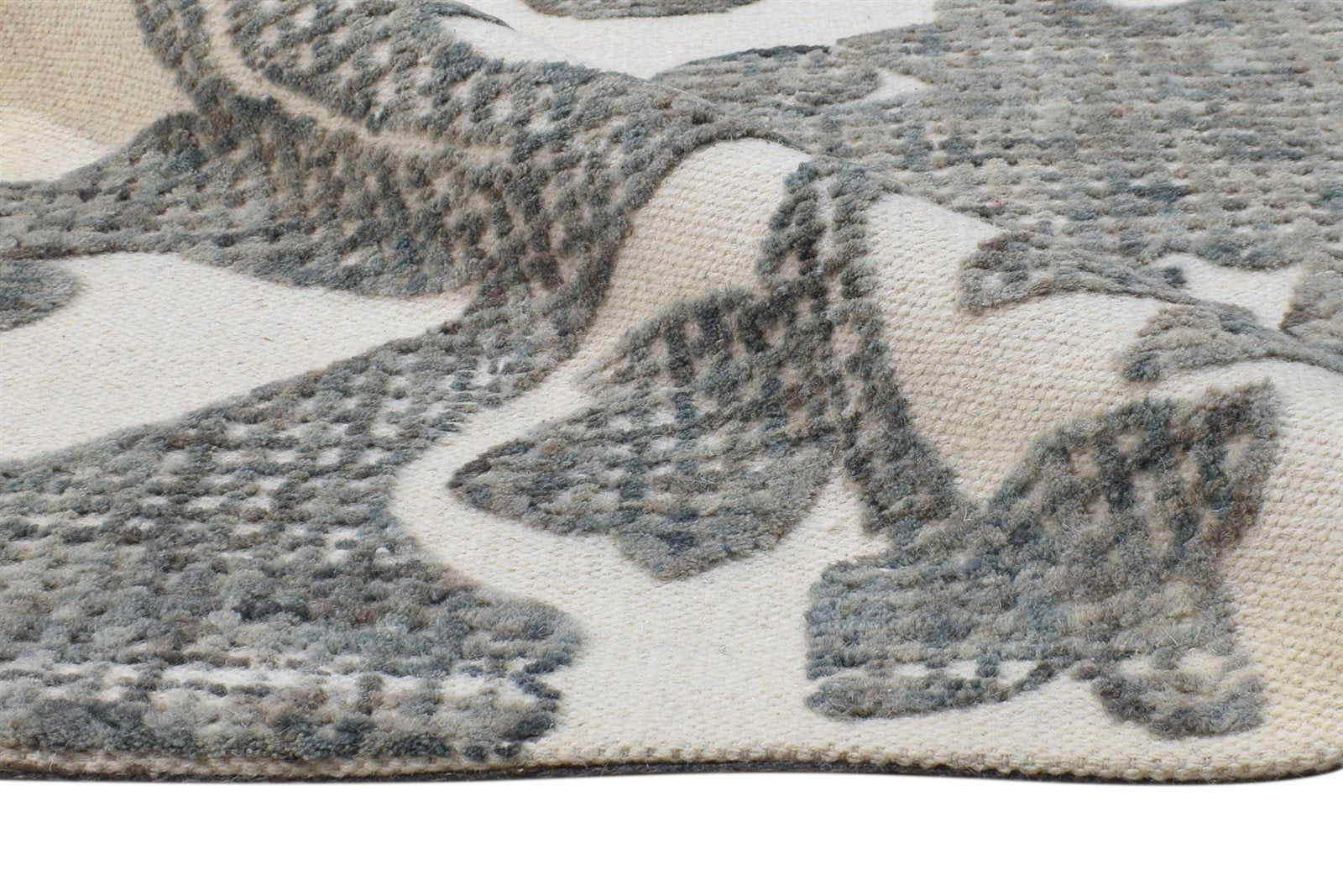 5' X 8' Rug Wool Off-White Modern Hand Tufted French Floral Room Size Carpet 7865074155669