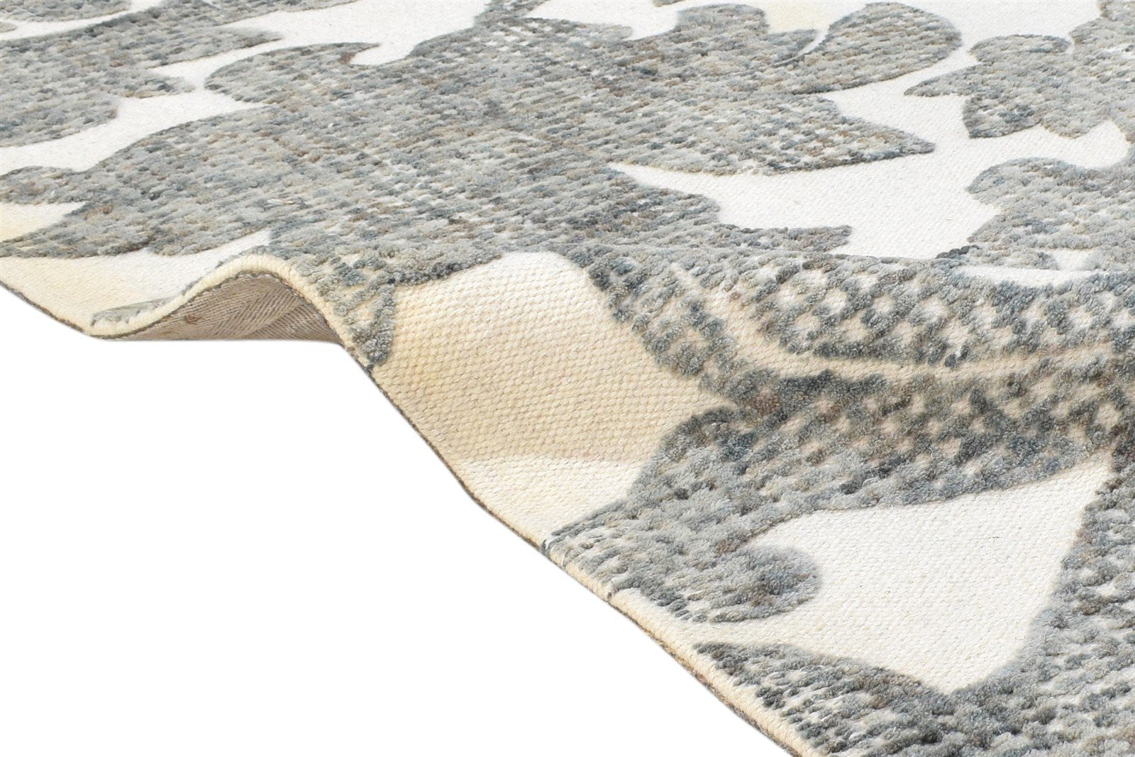 5' X 8' Rug Wool Off-White Modern Hand Tufted French Floral Room Size Carpet 7865074155669