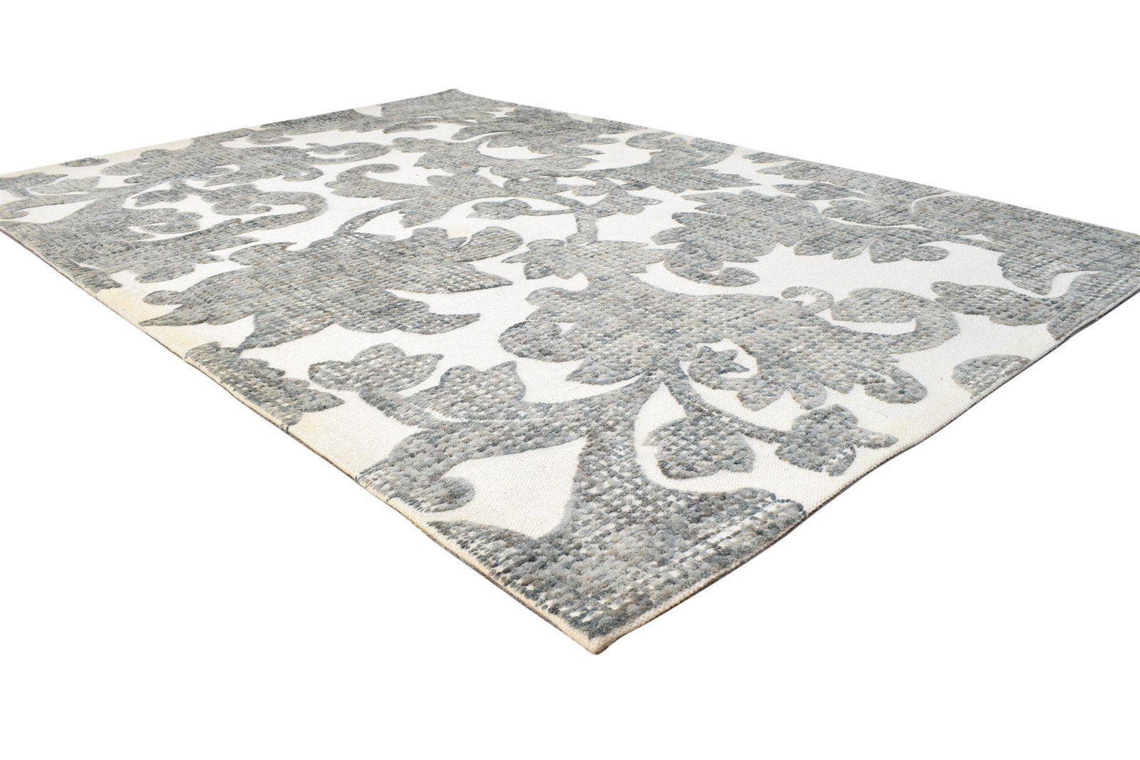 5' X 8' Rug Wool Off-White Modern Hand Tufted French Floral Room Size Carpet 7865074155669
