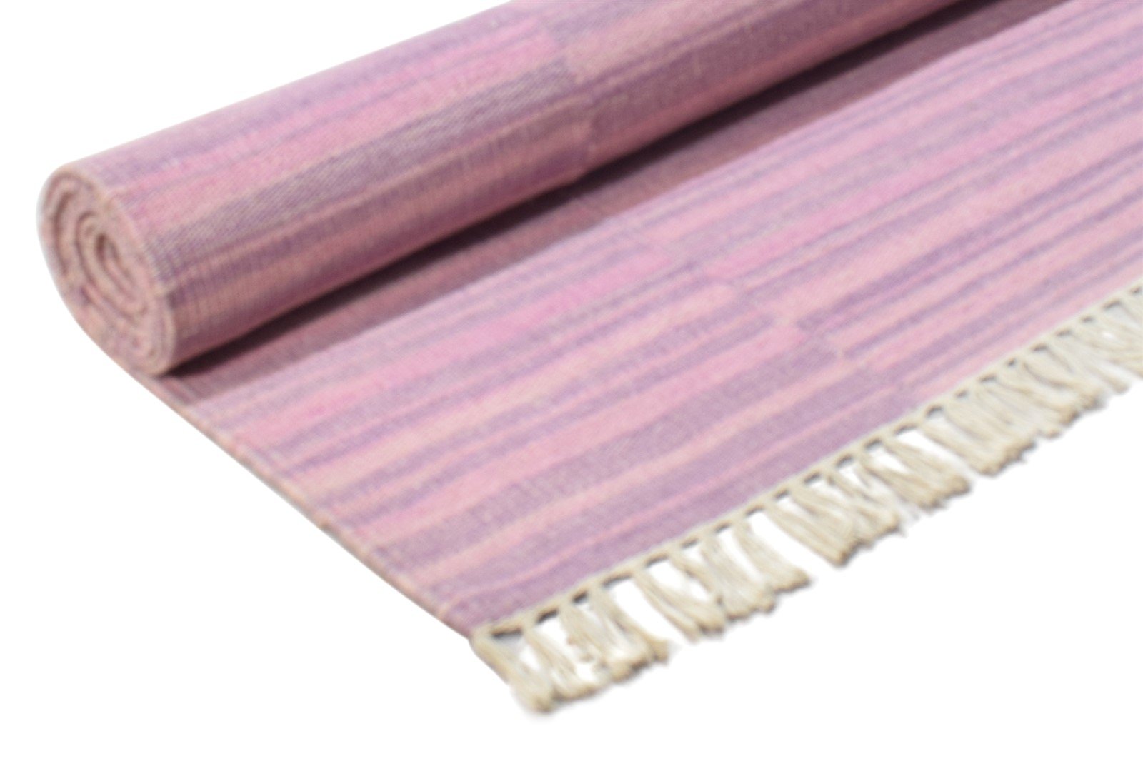5' X 8' Rug Wool Pink Modern Dhurrie Scandinavian Striped Room Size Carpet 7865022054549