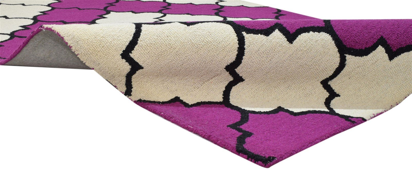 5' X 8' Rug Wool Purple Modern Hand Tufted Moroccan Trellis Room Size Carpet 7860684423317