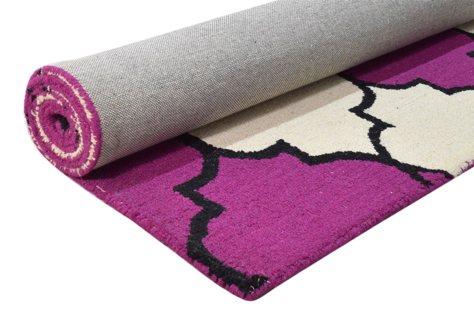 5' X 8' Rug Wool Purple Modern Hand Tufted Moroccan Trellis Room Size Carpet 7860684423317