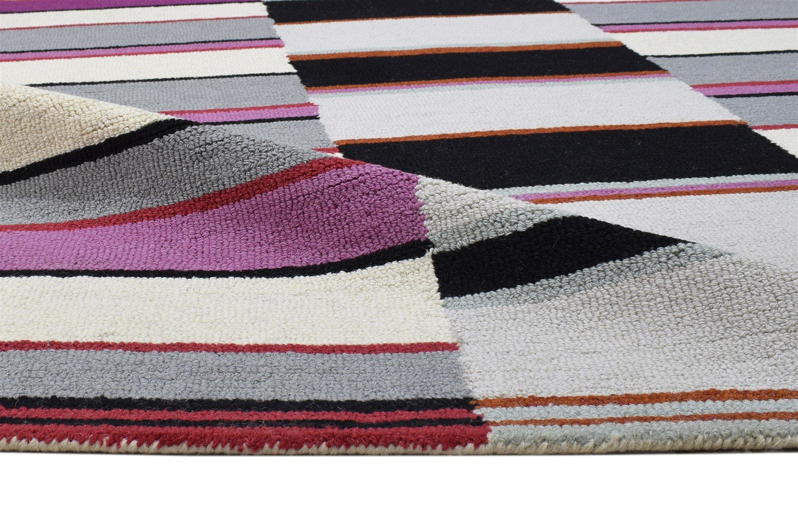 Virginia 5' X 8' Rug Wool Purple Modern Hand Tufted Scandinavian Striped 7864255185045