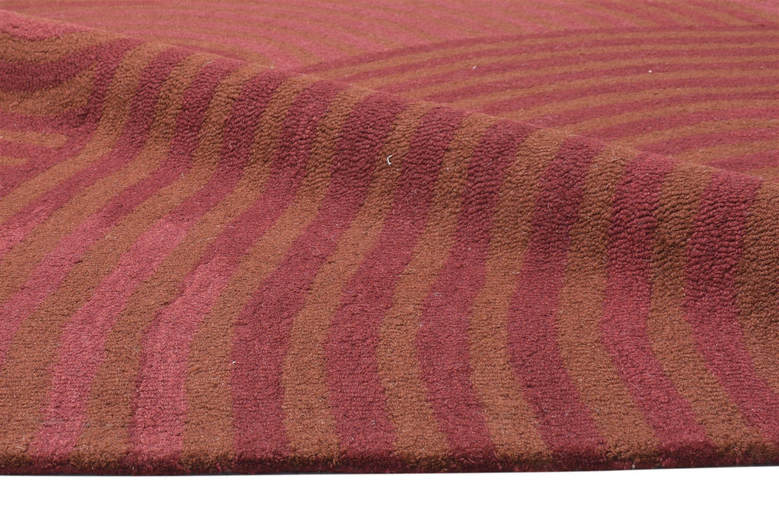 5' X 8' Rug Wool Red Modern Hand Tufted Scandinavian Circles Room Size Carpet 7864097407125