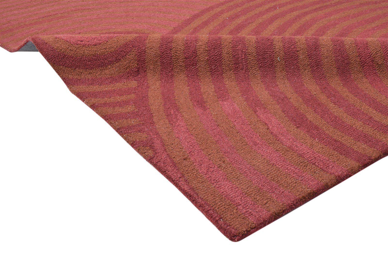 5' X 8' Rug Wool Red Modern Hand Tufted Scandinavian Circles Room Size Carpet 7864097407125