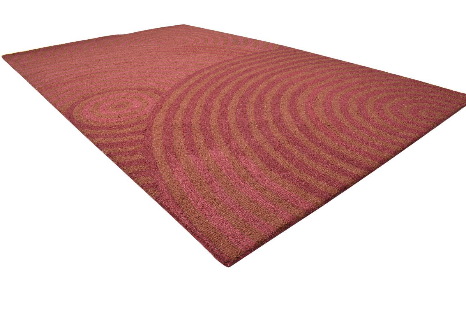 5' X 8' Rug Wool Red Modern Hand Tufted Scandinavian Circles Room Size Carpet 7864097407125
