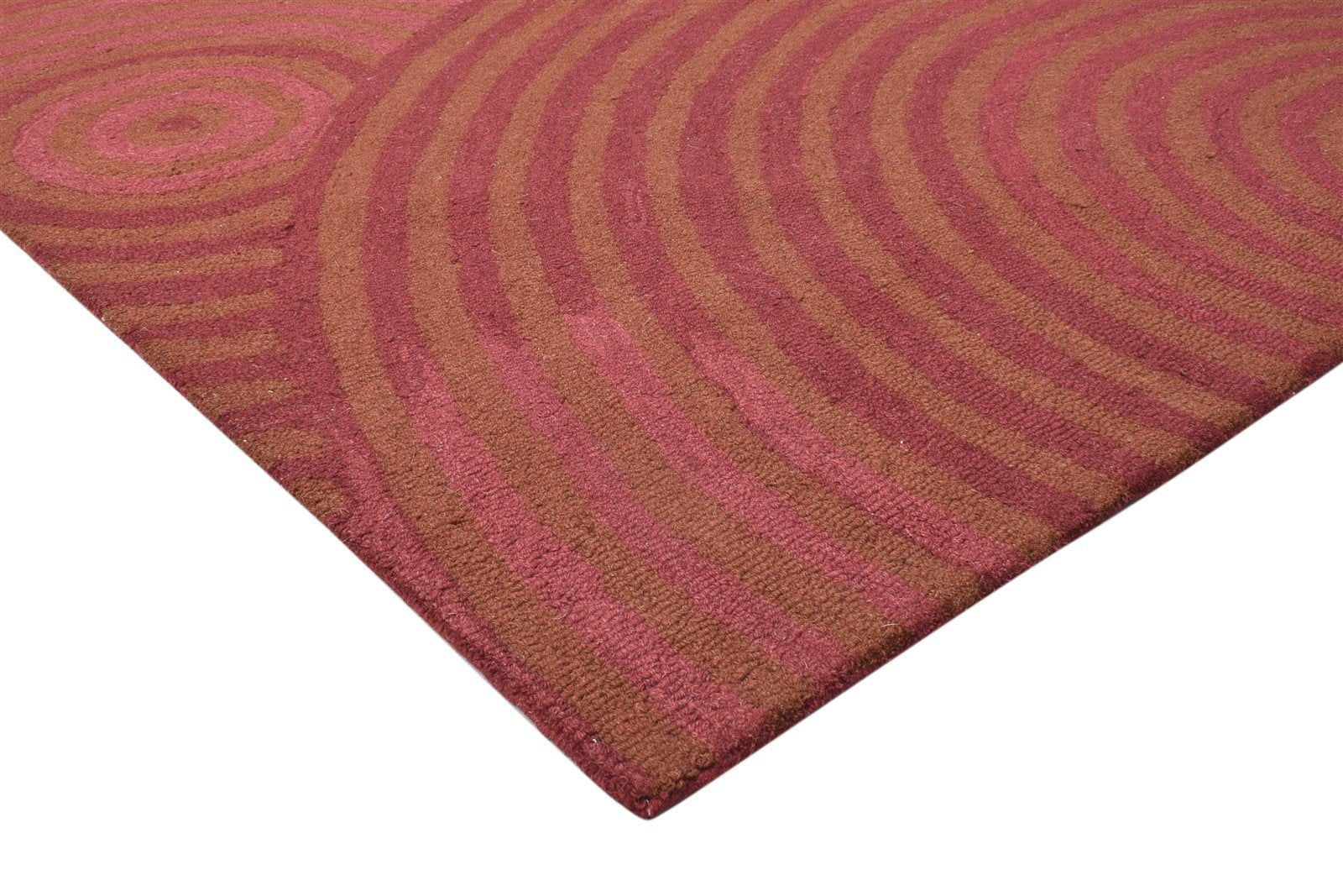 5' X 8' Rug Wool Red Modern Hand Tufted Scandinavian Circles Room Size Carpet 7864097407125