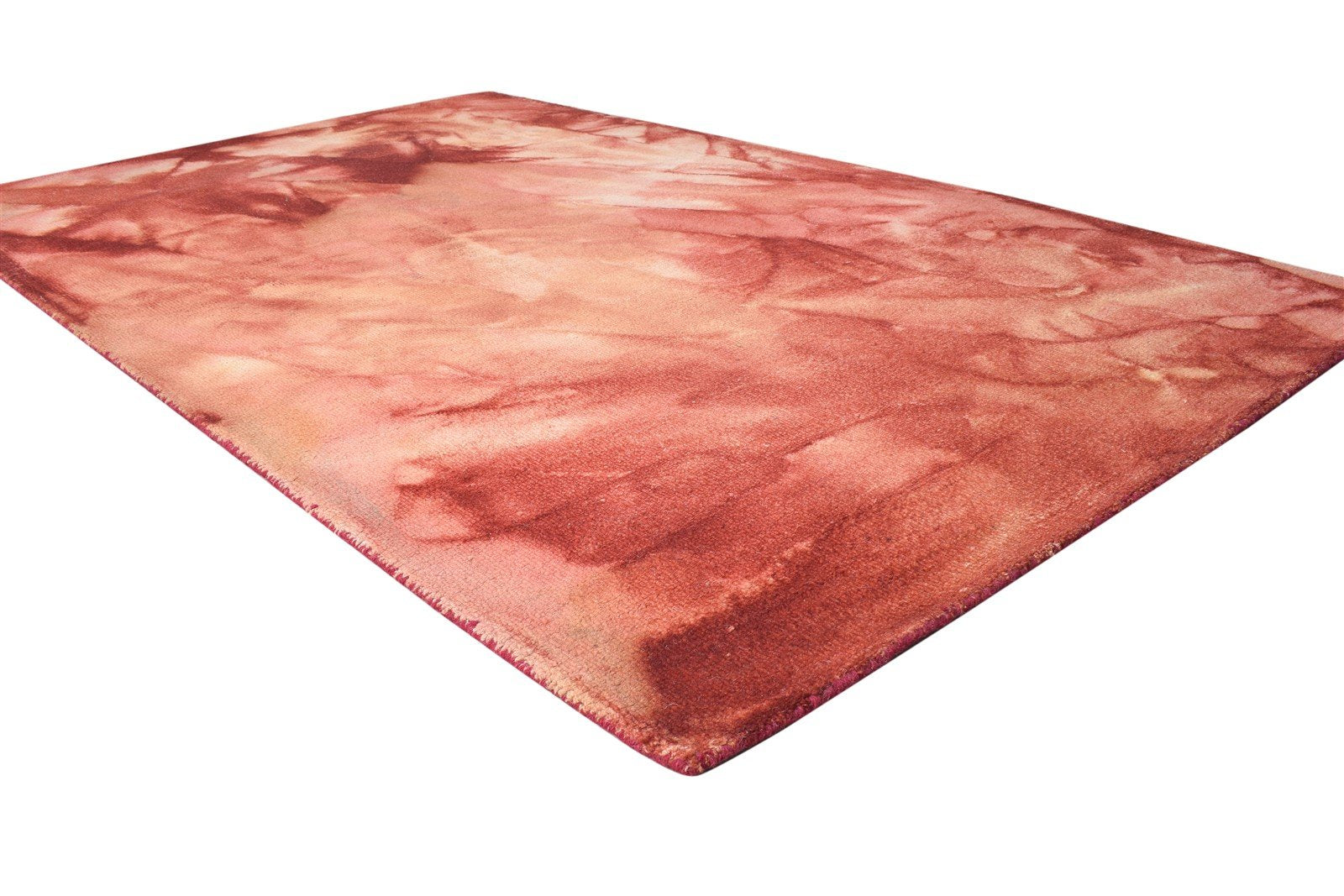 5' X 8' Rug Wool Red Modern Hand Tufted Shibori Tie Dye Room Size Carpet 7865174917269
