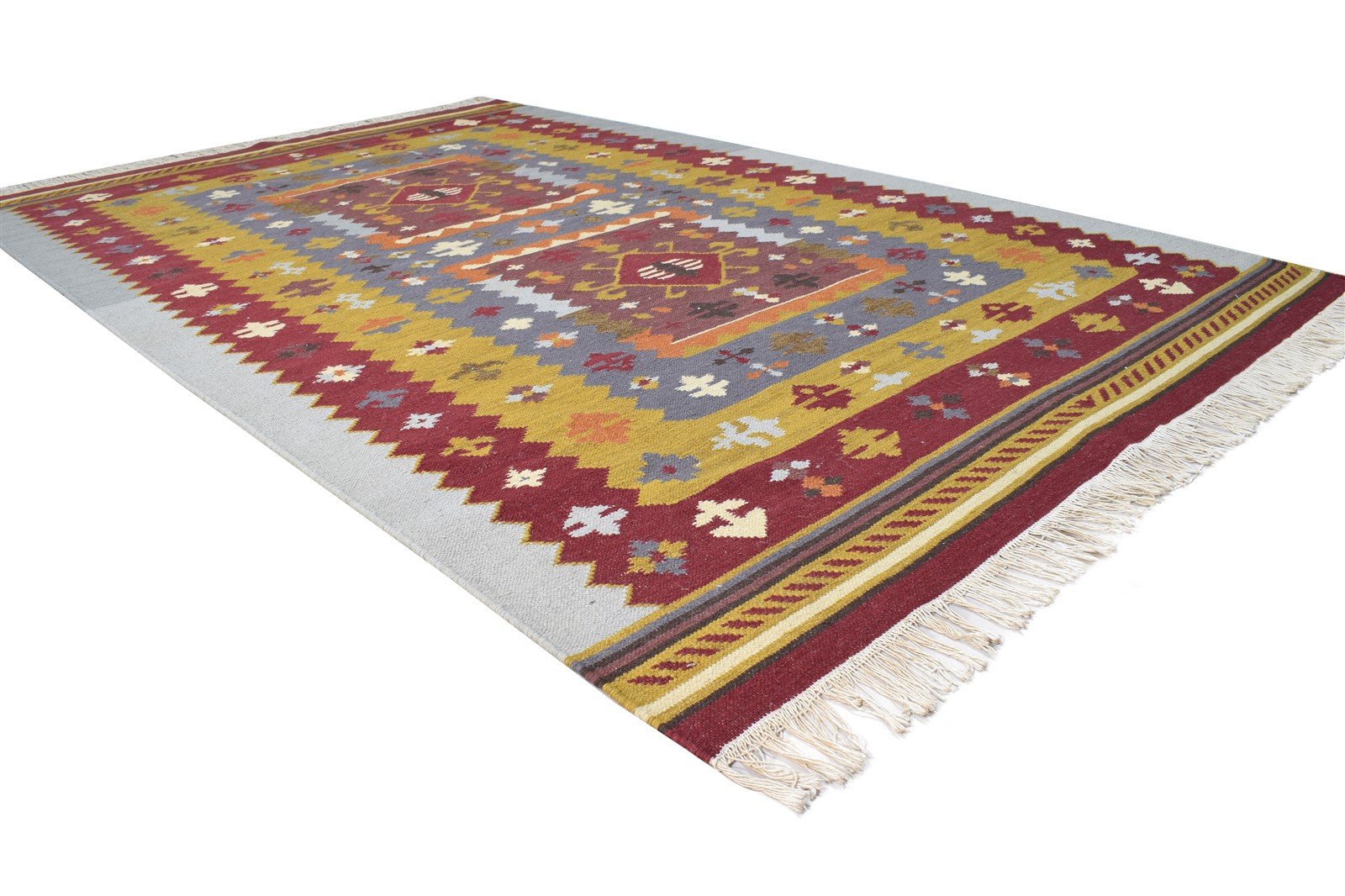 5' X 8' Rug Wool Red Southwestern Dhurrie American Tribal Room Size Carpet 7865076416661