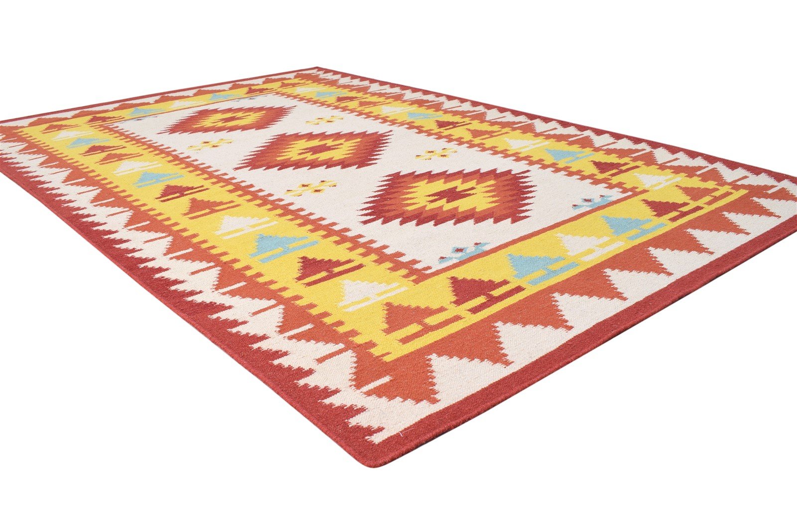 5' X 8' Rug Wool Red Southwestern Dhurrie American Tribal Room Size Carpet 7865022873749