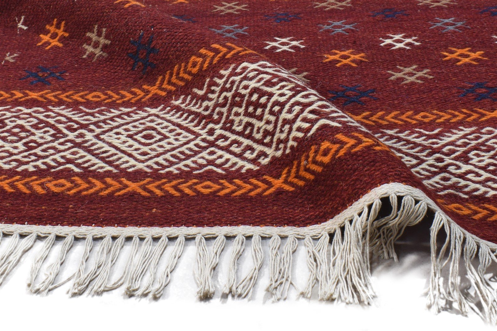 5' X 8' Rug Wool Red Southwestern Dhurrie American Tribal Room Size Carpet 7865043878037