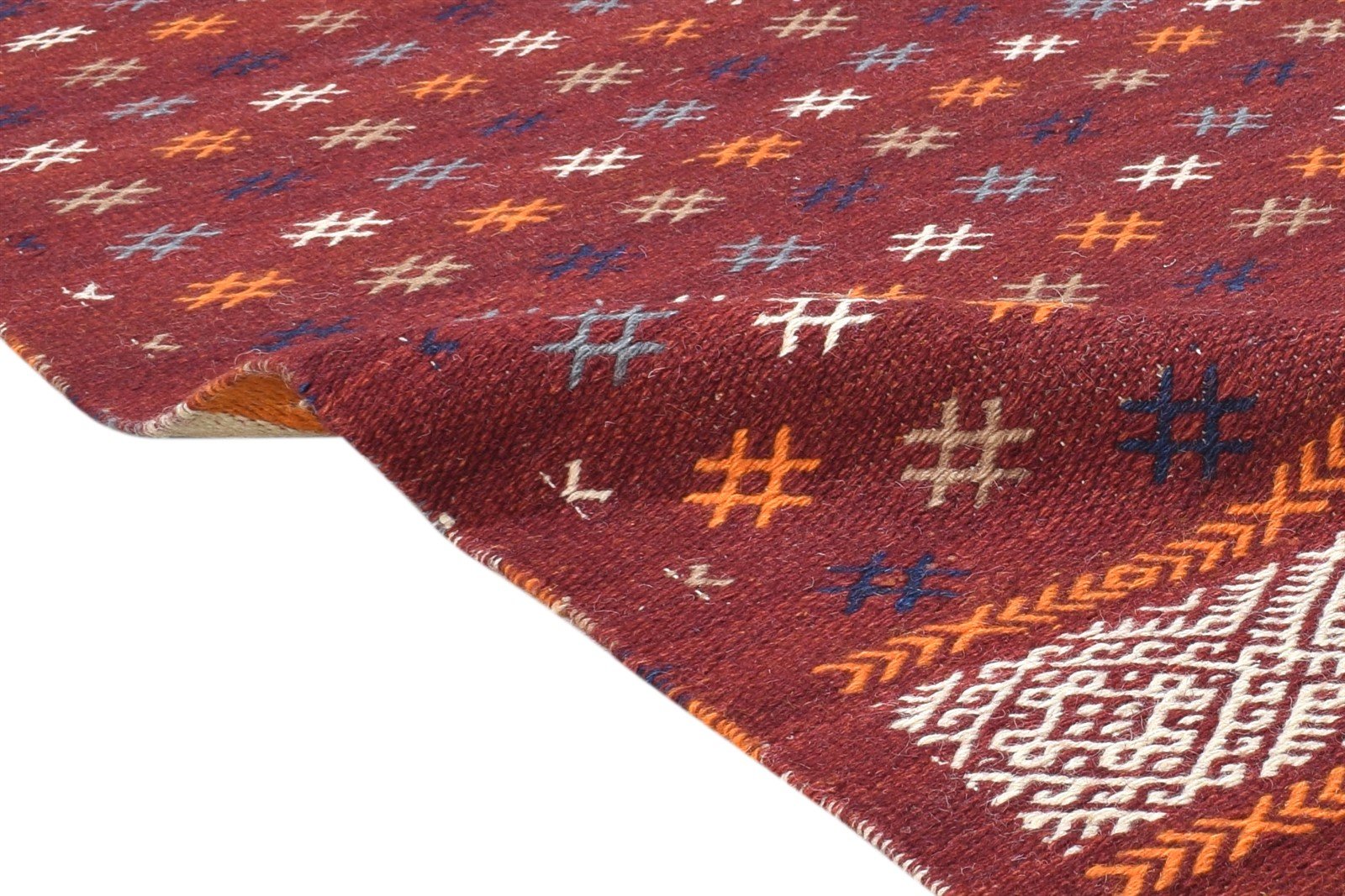 5' X 8' Rug Wool Red Southwestern Dhurrie American Tribal Room Size Carpet 7865043878037