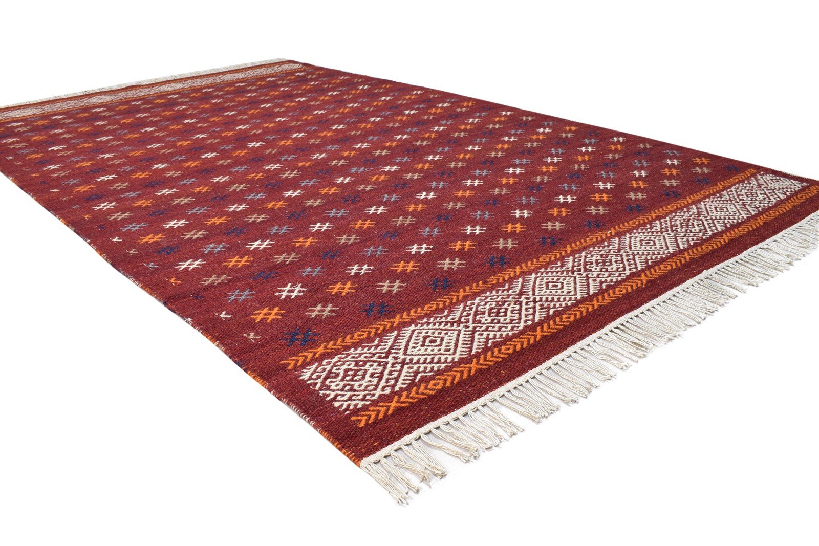 5' X 8' Rug Wool Red Southwestern Dhurrie American Tribal Room Size Carpet 7865043878037