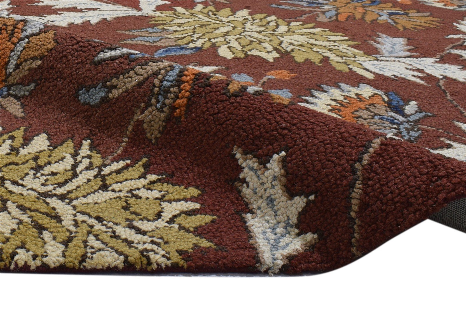 5' X 8' Rug Wool Rust Modern Hand Tufted French Floral Room Size Carpet 7860706640021