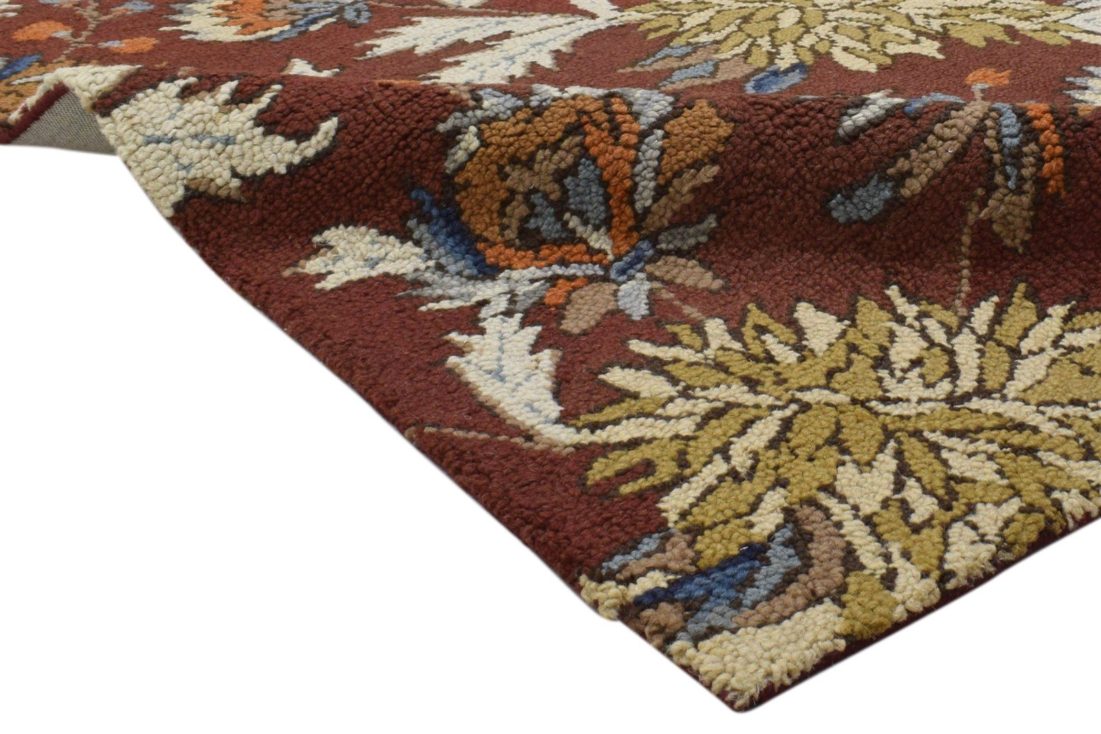 5' X 8' Rug Wool Rust Modern Hand Tufted French Floral Room Size Carpet 7860706640021