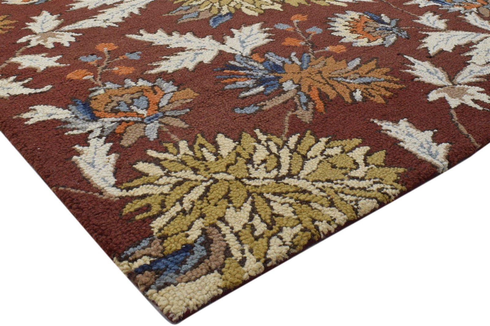 5' X 8' Rug Wool Rust Modern Hand Tufted French Floral Room Size Carpet 7860706640021