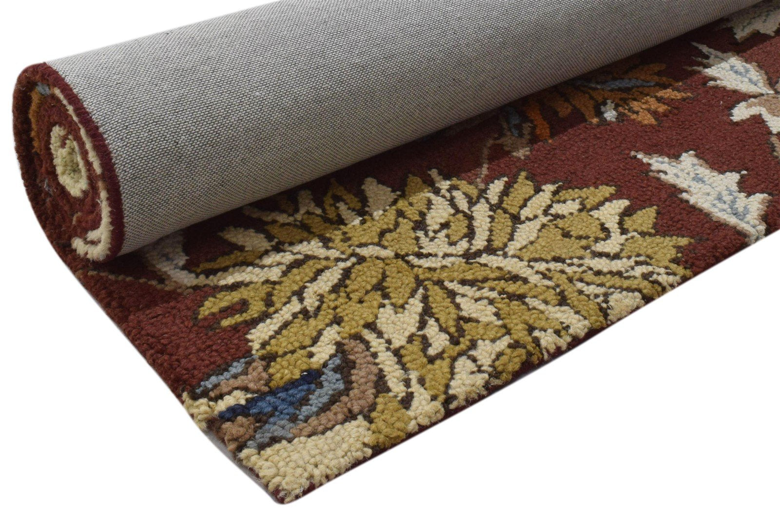 5' X 8' Rug Wool Rust Modern Hand Tufted French Floral Room Size Carpet 7860706640021