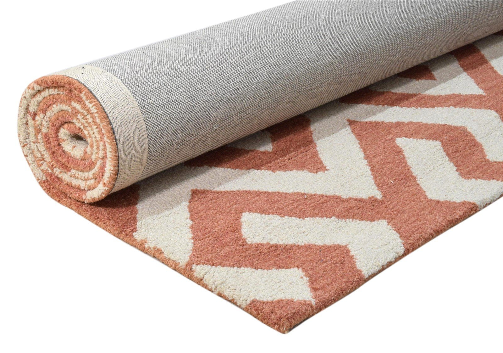 5' X 8' Rug Wool Rust Modern Hand Tufted French Zig-Zag Room Size Carpet 7860686946453