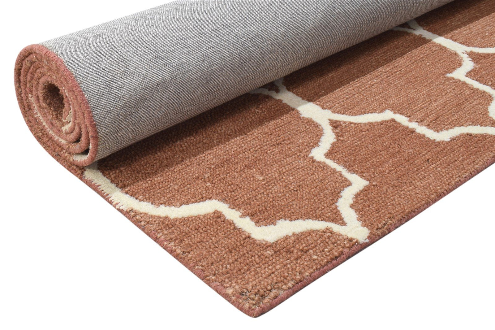 5' X 8' Rug Wool Rust Modern Hand Tufted Moroccan Trellis Room Size Carpet 7864244404373
