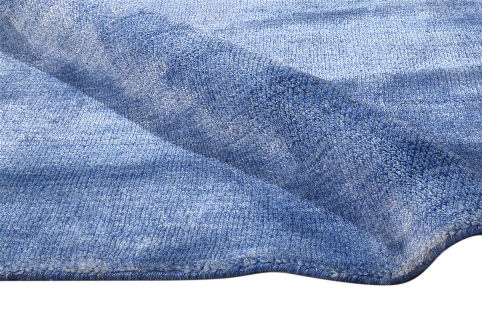 5' X 8' Rug Wool / Silk Blue Modern Handloom Bohemian Solid Room Size Carpet 7864998592661